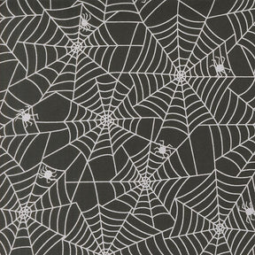 a repeating pattern of white spider web designs on a dark background.