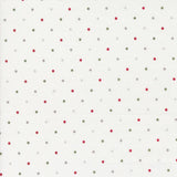 a white background with red and green dots
