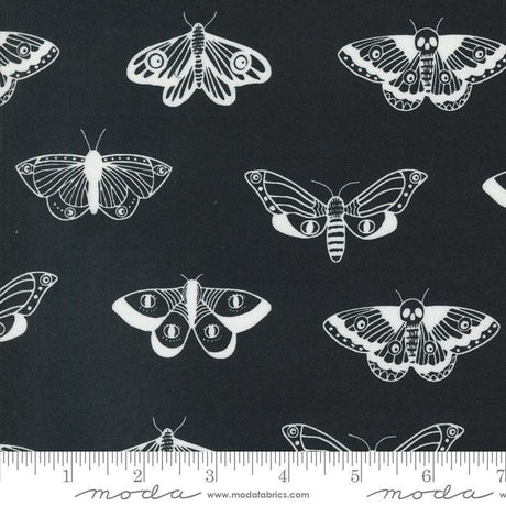 Noir Mystic Moth Ghost Yardage 11543-23 by Alli K Design Sold in 1/2 yard increments