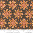 a repeating pattern of large, stylized orange and brown flowers against a dark background.