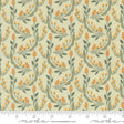 a repeating pattern of orange flowers and green leaves on a light green background.