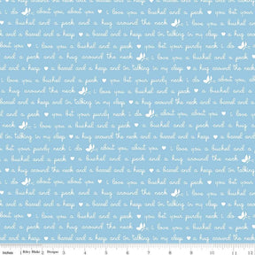 Love Notes Text Blue Yardage C16385-Blue by Lindsay Wilkes for Riley Blake Designs 1/2 yard increment cut continuously