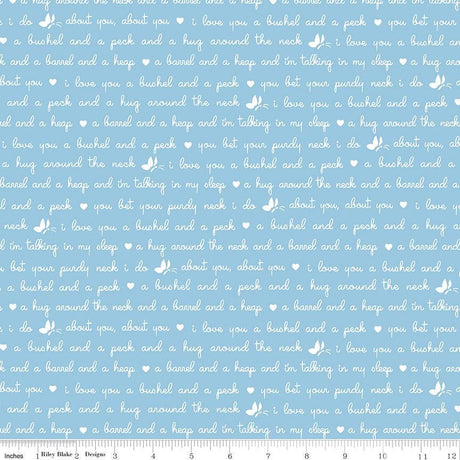 Love Notes Text Blue Yardage C16385-Blue by Lindsay Wilkes for Riley Blake Designs 1/2 yard increment cut continuously