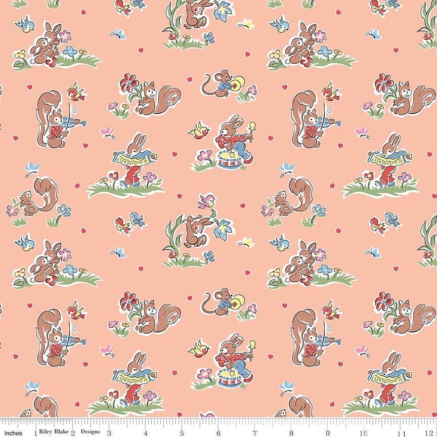 Love Notes Main Apricot Yardage C16380-Apricot by Lindsay Wilkes for Riley Blake Designs 1/2 yard increments cut continuously