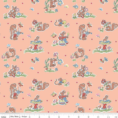 Love Notes Main Apricot Yardage C16380-Apricot by Lindsay Wilkes for Riley Blake Designs 1/2 yard increments cut continuously