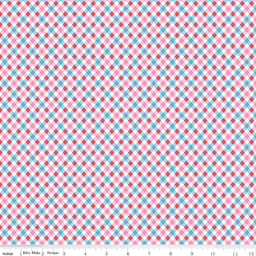 Love Notes Plaid Blue Yardage C16386-Blue by Lindsay Wilkes for Riley Blake Designs 1/2 yard increment cut continuously