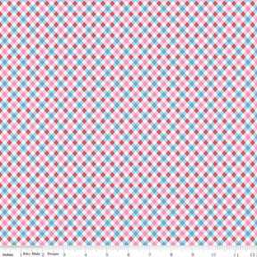 Love Notes Plaid Blue Yardage C16386-Blue by Lindsay Wilkes for Riley Blake Designs 1/2 yard increment cut continuously