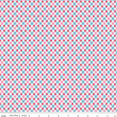 Love Notes Plaid Blue Yardage C16386-Blue by Lindsay Wilkes for Riley Blake Designs 1/2 yard increment cut continuously