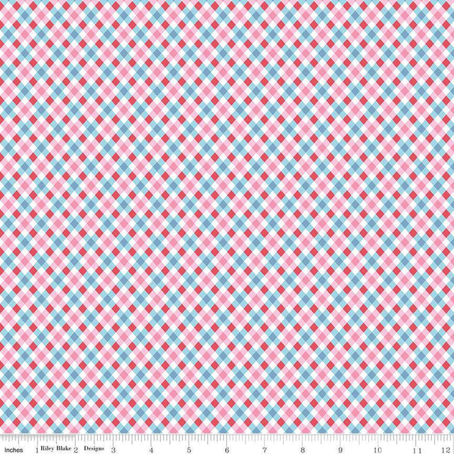 Love Notes Plaid Blue Yardage C16386-Blue by Lindsay Wilkes for Riley Blake Designs 1/2 yard increment cut continuously