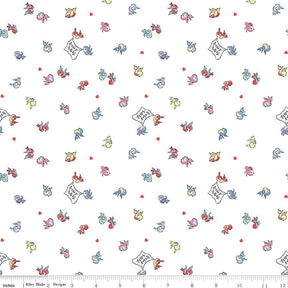 Love Notes Songbirds White Yardage C16382-White by Lindsay Wilkes for Riley Blake Designs 1/2 yard increments cut continuously