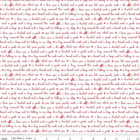 Love Notes text White Yardage C16385-White by Lindsay Wilkes for Riley Blake Designs 1/2 yard increment cut continuously