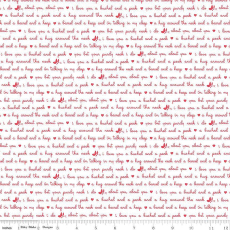 Love Notes text White Yardage C16385-White by Lindsay Wilkes for Riley Blake Designs 1/2 yard increment cut continuously