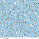 Love Notes Flowers Blue Yardage C16381-Blue by Lindsay Wilkes for Riley Blake Designs 1/2 yard increments cut continuously