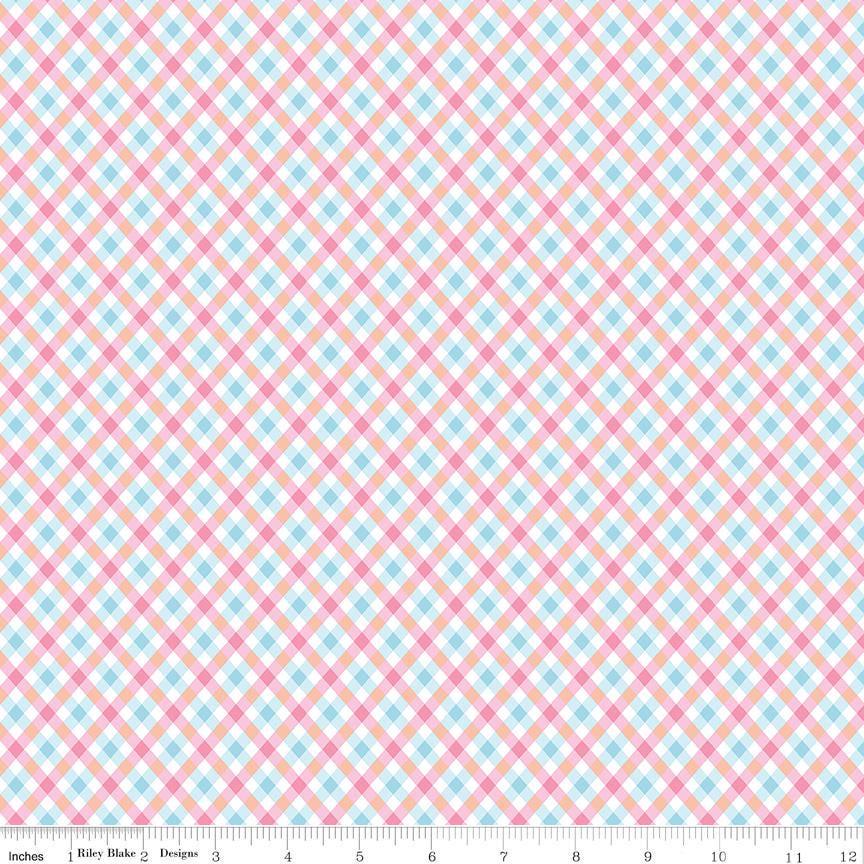 Love Notes Plaid Pink Yardage C16386-Pink by Lindsay Wilkes for Riley Blake Designs 1/2 yard increment cut continuously