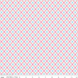 Love Notes Plaid Pink Yardage C16386-Pink by Lindsay Wilkes for Riley Blake Designs 1/2 yard increment cut continuously