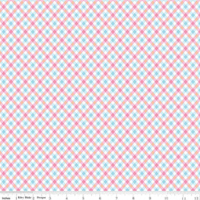 Love Notes Plaid Pink Yardage C16386-Pink by Lindsay Wilkes for Riley Blake Designs 1/2 yard increment cut continuously