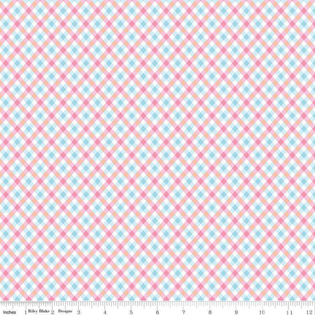 Love Notes Plaid Pink Yardage C16386-Pink by Lindsay Wilkes for Riley Blake Designs 1/2 yard increment cut continuously