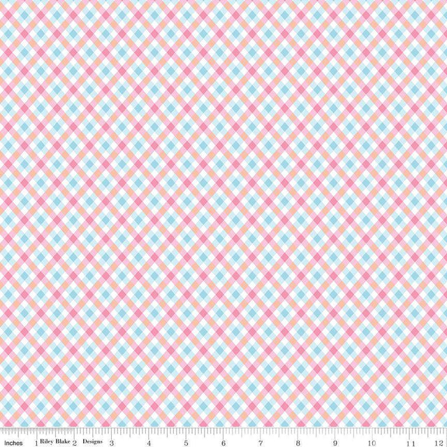 Love Notes Plaid Pink Yardage C16386-Pink by Lindsay Wilkes for Riley Blake Designs 1/2 yard increment cut continuously