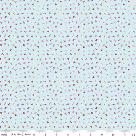 Love Notes Butterfly Floral Soft Sky Yardage C16383-Sky by Lindsay Wilkes for Riley Blake Designs 1/2 yard increments cut continuously