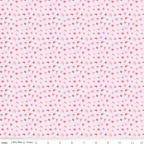 Love Notes Butterfly Floral Soft Pink Yardage C16383-SoftPink by Lindsay Wilkes for Riley Blake Designs 1/2 yard increments cut continuously