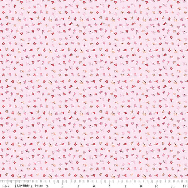 Love Notes Butterfly Floral Soft Pink Yardage C16383-SoftPink by Lindsay Wilkes for Riley Blake Designs 1/2 yard increments cut continuously