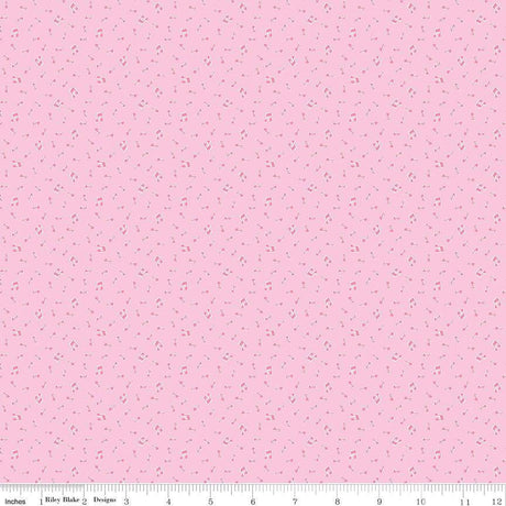Love Notes Music Notes Pink Yardage C16384-Pink by Lindsay Wilkes for Riley Blake Designs 1/2 yard increment cut continuously