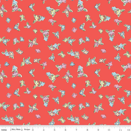 Love Notes Flowers Red Yardage C16381-Red by Lindsay Wilkes for Riley Blake Designs 1/2 yard increments cut continuously
