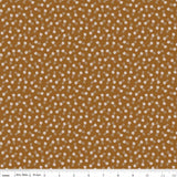 The image is a repeating pattern of small white flowers or dots against a brown background.