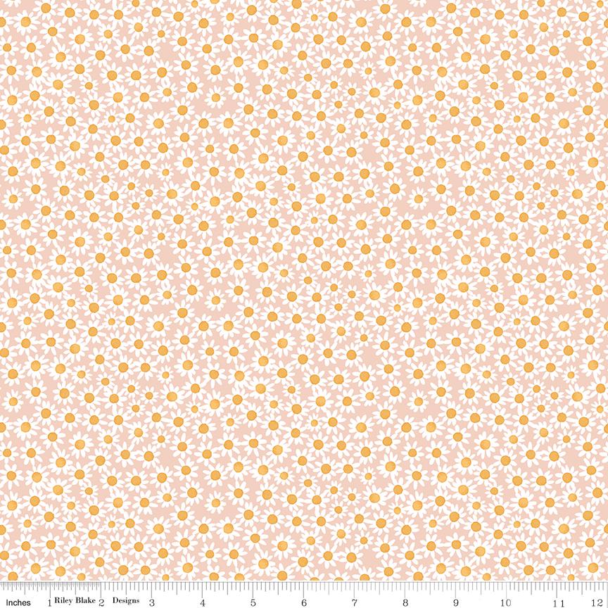 a repeating pattern of small white and yellow flowers, creating a visually pleasing and harmonious design.