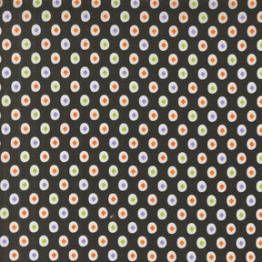 a repeating pattern of small white and orange circles on a dark background.