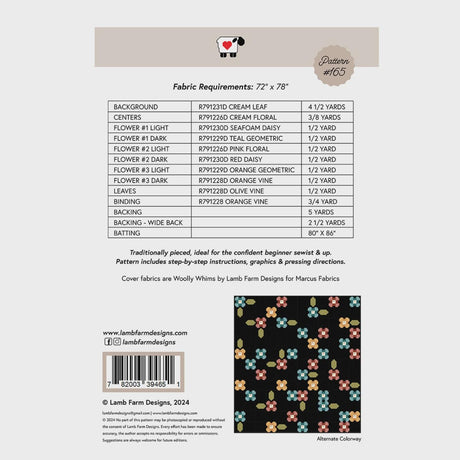 Poppy Patch Printed Quilt Pattern - LFD-165 By Lamb Farm Designs - Jennie Jo Lamb