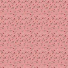 a repeating pattern of black lines and red dots on a pink background.