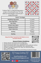 Farmhouse Flags Printed Quilt Pattern By Easy Piecy Quilts EPQ134, 68" x 68"