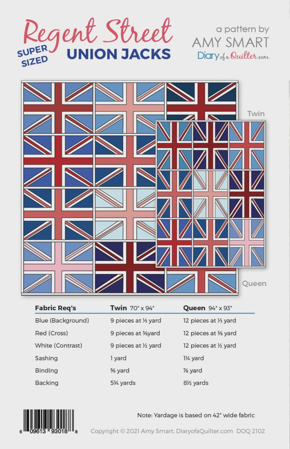 Regent Street Union Jacks paper pattern DOQ2102 by Amy Smart, Diary of a Quilter