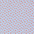 a pattern of small pink flowers on a light blue background.