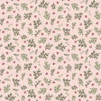 a repeating pattern of green leaves and red berries on a light pink background.