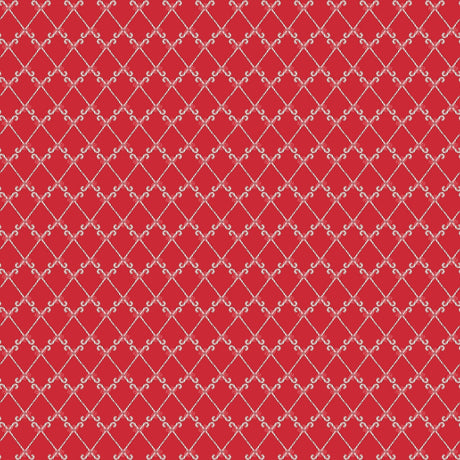 a repeating pattern of white diamond shapes on a red background.