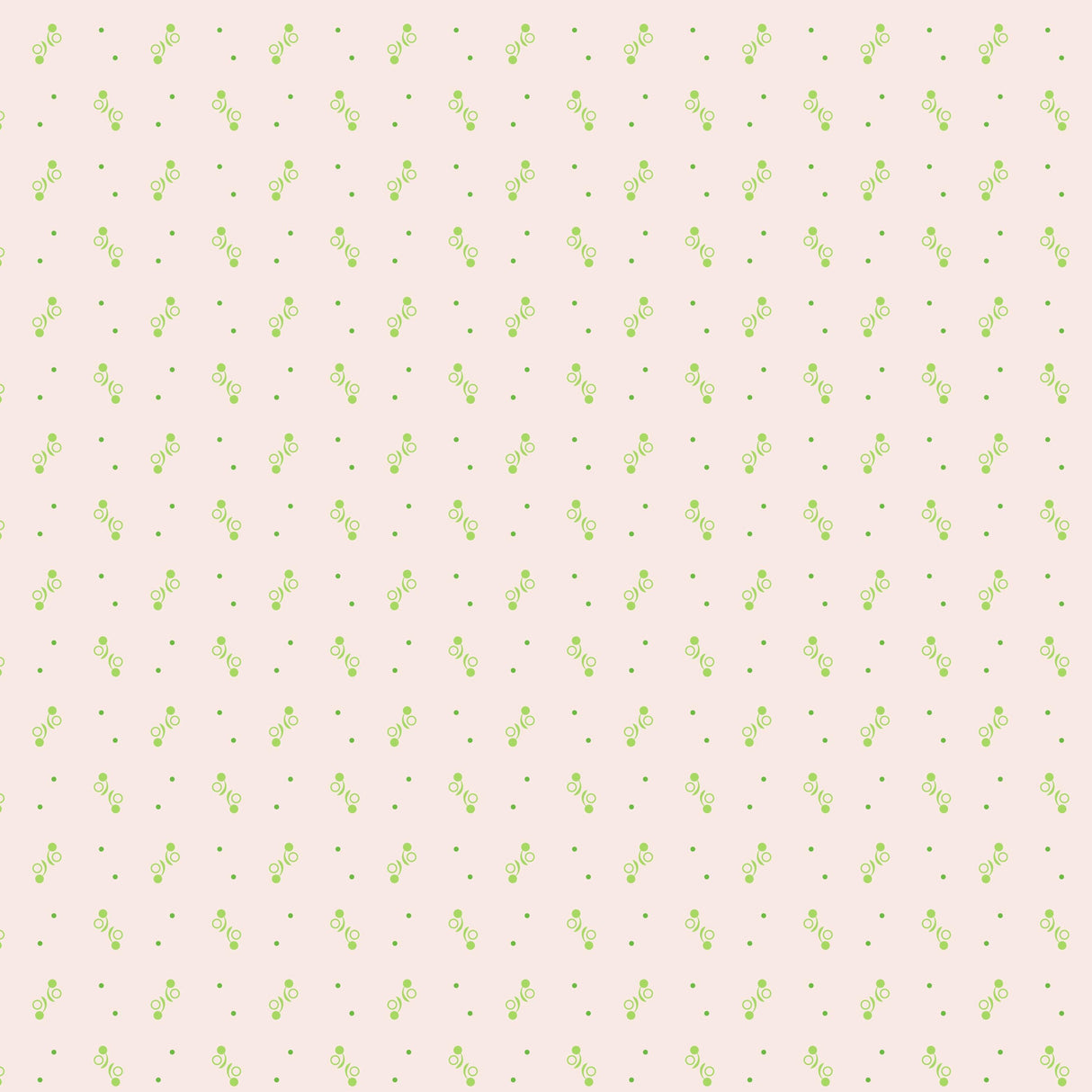 a repeating pattern of small green circles on a light pink background.