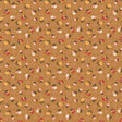 a repeating pattern of small flowers in various colors, including red, yellow, and white, against a brown background.