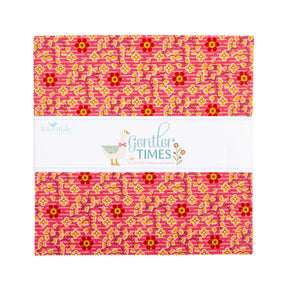 The image is a square-shaped fabric with a repeating pattern of red and yellow flowers on a white background.
