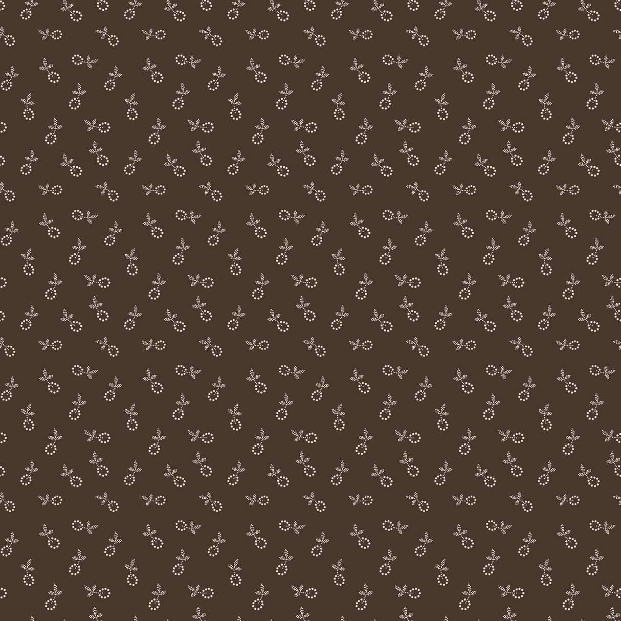 a repeating pattern of small white flowers or leaves against a brown background.