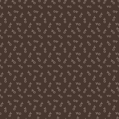 a repeating pattern of small white flowers or leaves against a brown background.