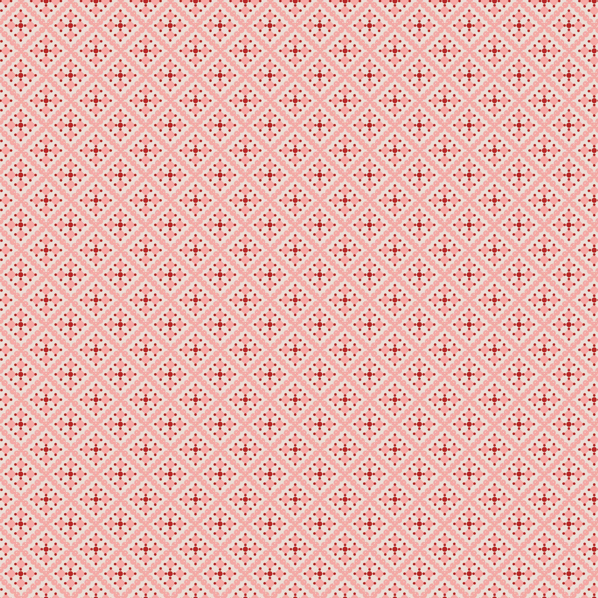 a repeating pattern of red and white diamond shapes arranged in a grid-like fashion.