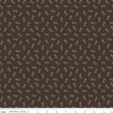 a repeating pattern of small white flowers or leaves on a dark brown background.