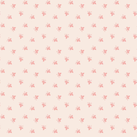 a repeating pattern of small pink flowers or leaves on a light pink background.