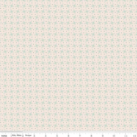 The image is a repeating pattern of small green and white geometric shapes, creating a visually interesting and symmetrical design.