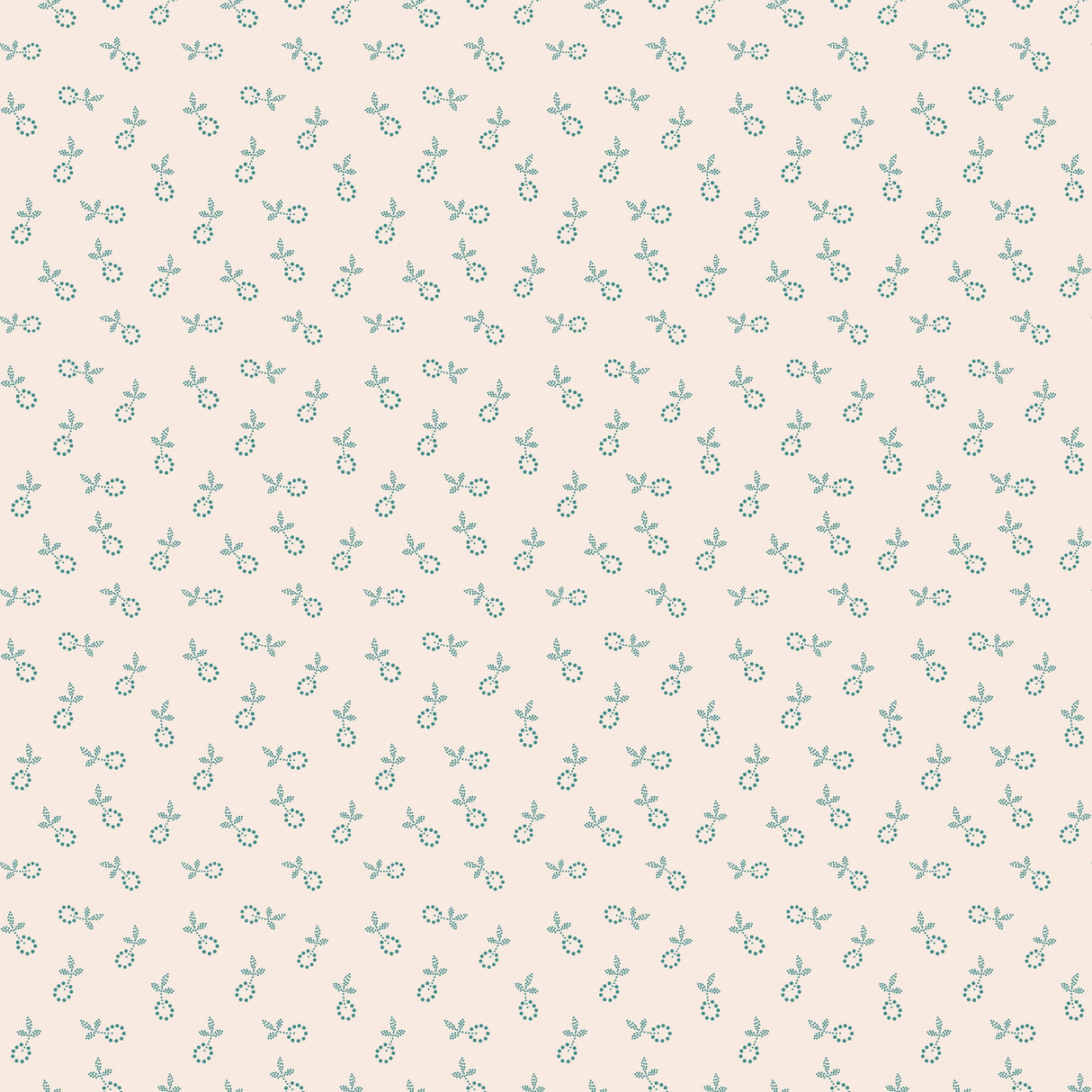 a repeating pattern of small green flowers or leaves on a light pink background.
