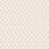 a repeating pattern of small green flowers or leaves on a light pink background.