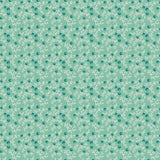 a repeating pattern of small white branches and green circles on a light green background.