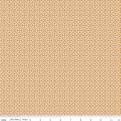 a repeating pattern of small white and orange diamond shapes arranged in a grid-like fashion.